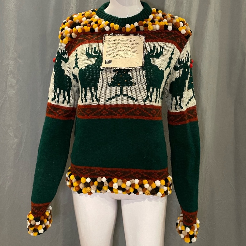 One of a Kind Oatly Ugly Christmas Sweater Vegan Upcycled NWT SALE